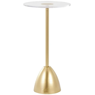 25.5" Gold Metal Pedestal Accent Table