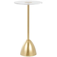 25.5" Gold Metal Pedestal Accent Table