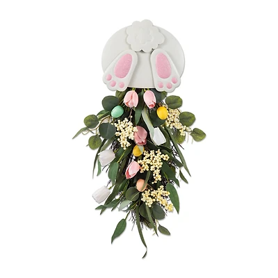 Glitzhome® 26" Easter Metal Bunny & Tulip Teardrop Wall Decor