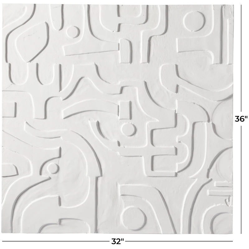 CosmoLiving by Cosmopolitan White Wood Intricately Carved Geometric Wall Decor 32" x 2" x 32"