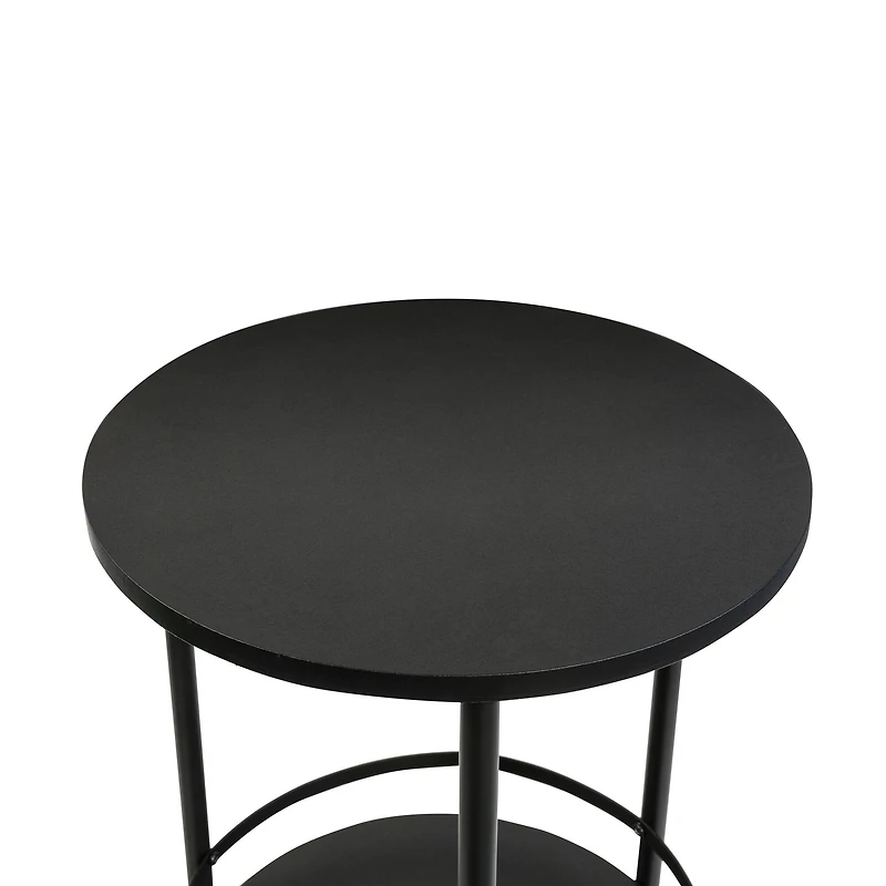 Honey Can Do Black 2-Tier Round Side Table