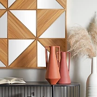 The Novogratz Orange Metal Vase with Handles Set of 2 12", 14"