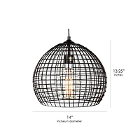 13" Industrial Style Caged Metal Pendant Lamp with Edison Bulb