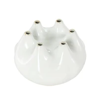 10" Wide White Multi Opening Ceramic Vase