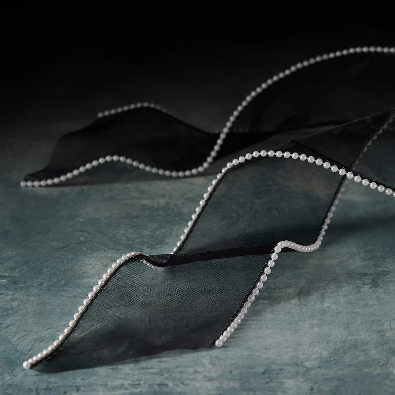 2.5" x 3yd. Sheer Wired Pearl Edge Ribbon by Celebrate It™ Classic