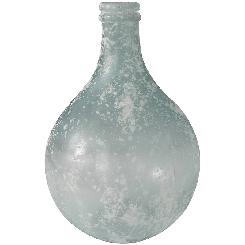 17" Clear Frosted Spanish Glass Bottle Vase