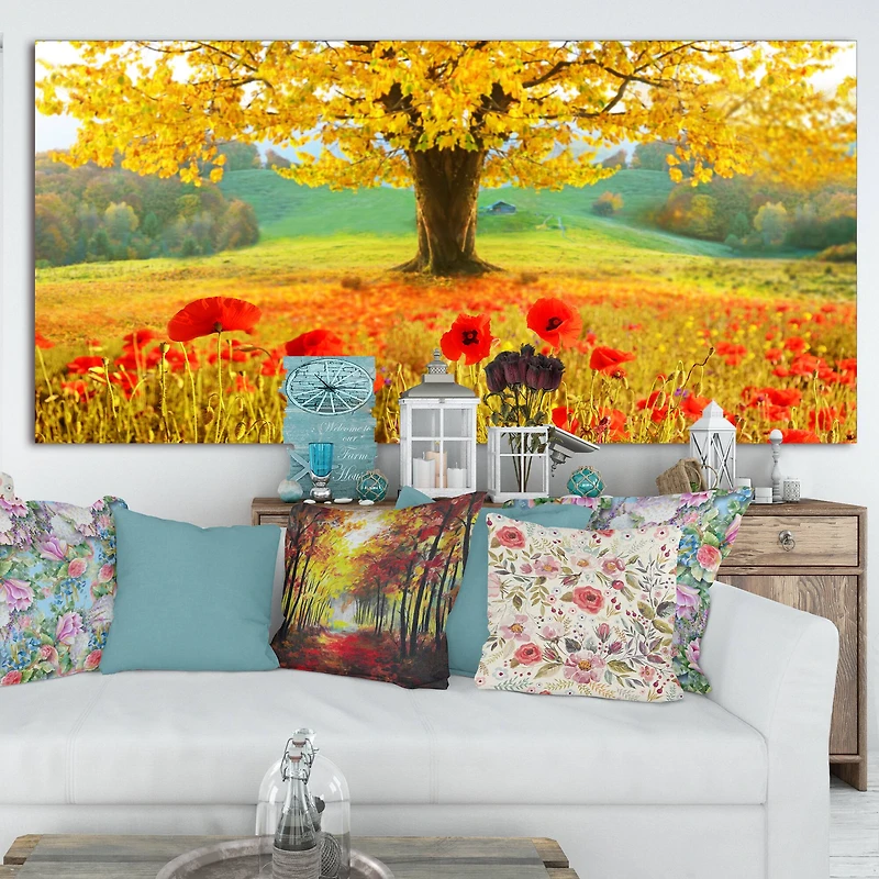 Designart - Beautiful Autumn Yellow Tree - Large Floral Canvas Art Print