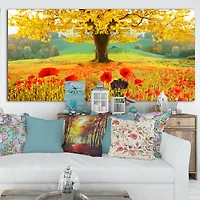 Designart - Beautiful Autumn Yellow Tree - Large Floral Canvas Art Print