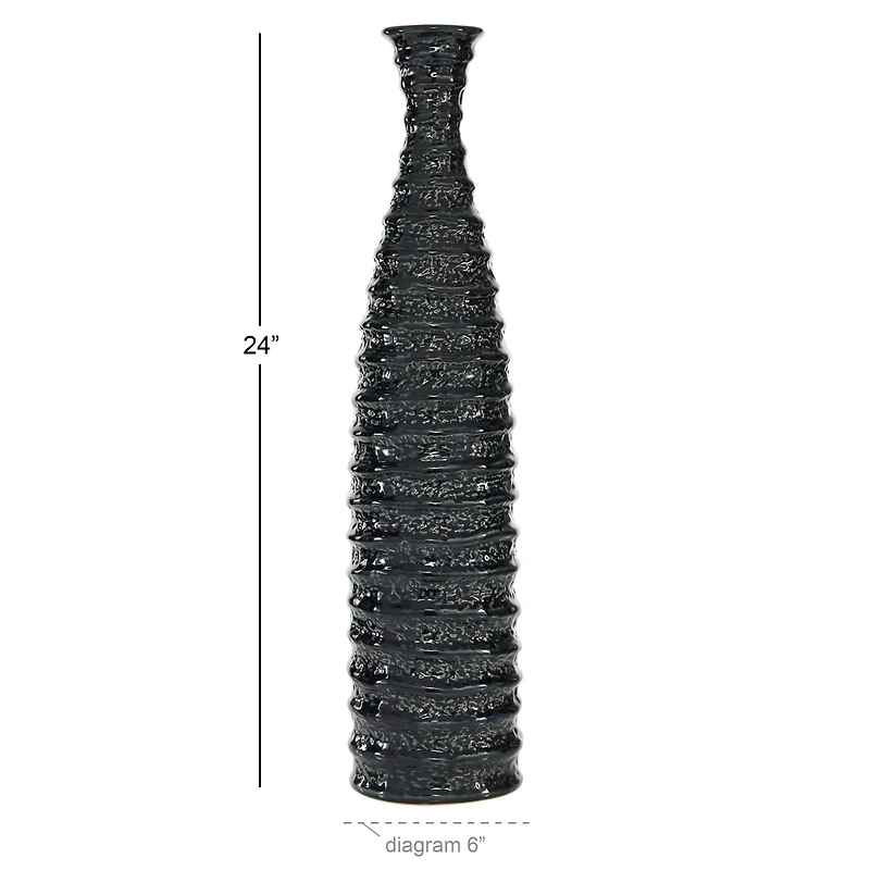 24" Black Stoneware Traditional Vase