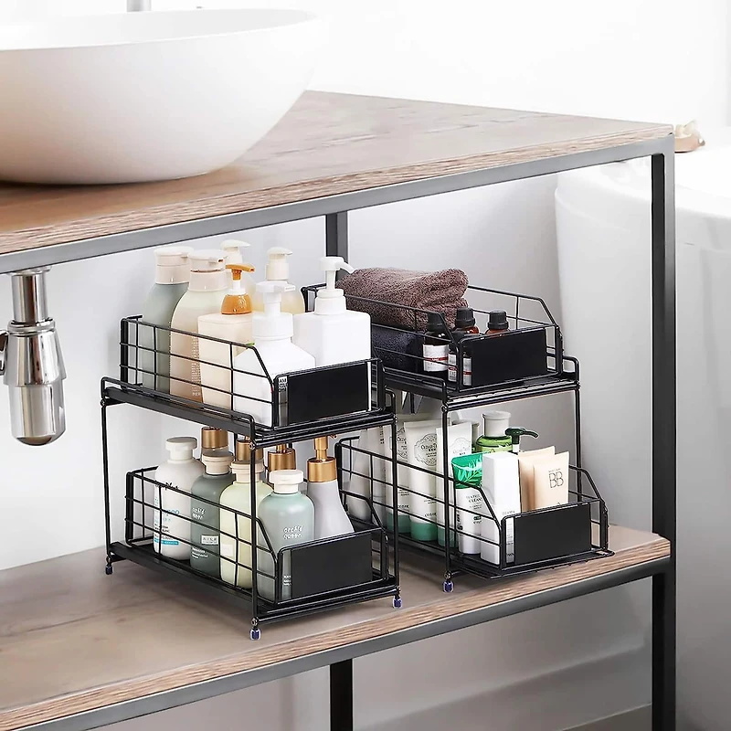 NEX™ 14" 2-Tier Under Sink Rack Organizer with Sliding Drawers