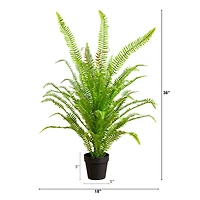 3ft. UV Resistant Artificial Boston Fern Potted Plant with Real Touch Leaves (Indoor/Outdoor)