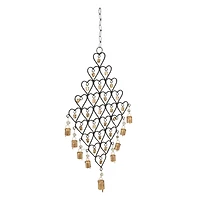 Hello Honey® Black & Golden Hanging Metal Hearts with Bells Wall Décor