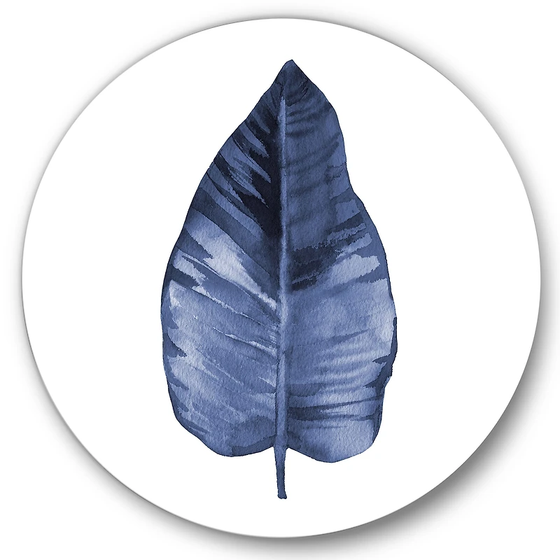 Designart - Blue Leaf Watercolour On White