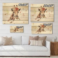 Designart - Portrait of A Giraffe With Flowers III