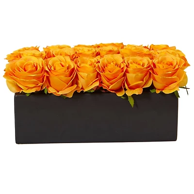 6'' Orange Roses in Black Planter