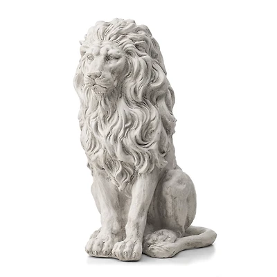 Glitzhome® 20.75" MGO White Guardian Lion Sitting Statue