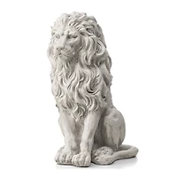 Glitzhome® 20.75" MGO White Guardian Lion Sitting Statue