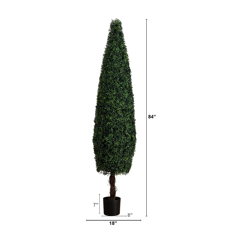 7ft. UV-Resistant Potted Boxwood Topiary Cone Tree