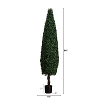 7ft. UV-Resistant Potted Boxwood Topiary Cone Tree