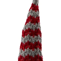 8" Red & Gray Knit Gnome Head LED Ornament