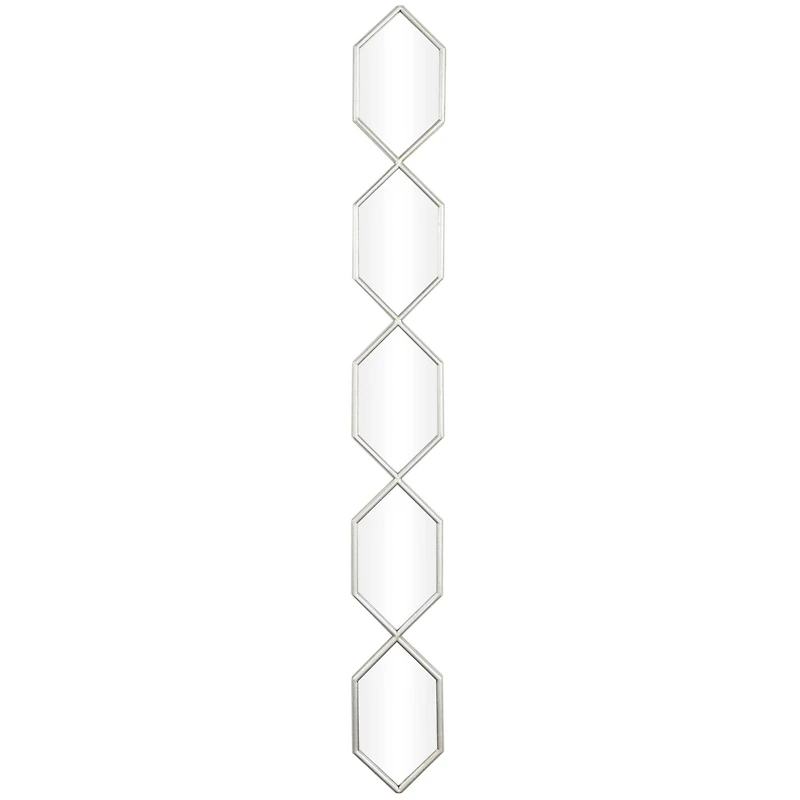 Silver Metal Slim Stacked Chain 5 Layer Wall Mirror with Trellis Pattern 7" x 1" x 59"