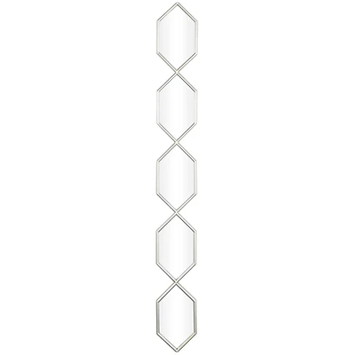 Silver Metal Slim Stacked Chain 5 Layer Wall Mirror with Trellis Pattern 7" x 1" x 59"