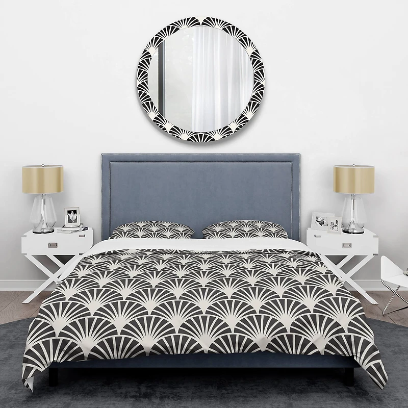 Designart 'Retro Art Deco Waves I' Mid-Century Duvet Cover Set