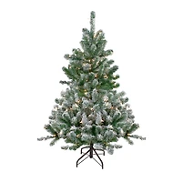 4.5ft. Pre-Lit Flocked Natural Emerald Full Artificial Christmas Tree, Clear Lights