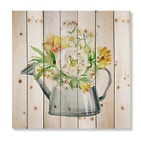 Designart - Roses Peonies & Marigolds In Garden Watering Can