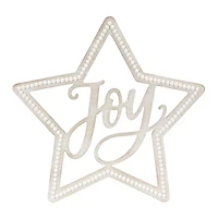 15.75" Beaded Wood Star with Joy Sentiment Set