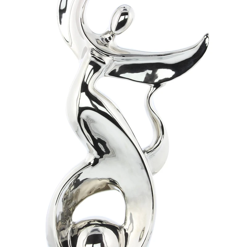 25" Silver Ceramic Modern Twist Sculpture
