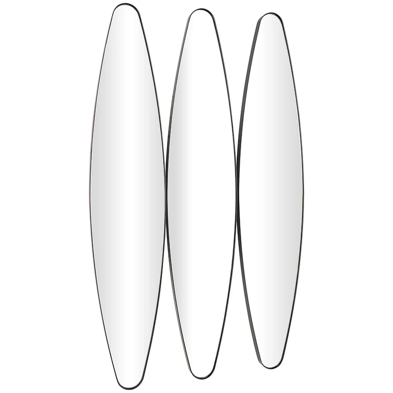 10" x 47" Black Metal  Elongated Oval Wall Mirror Set