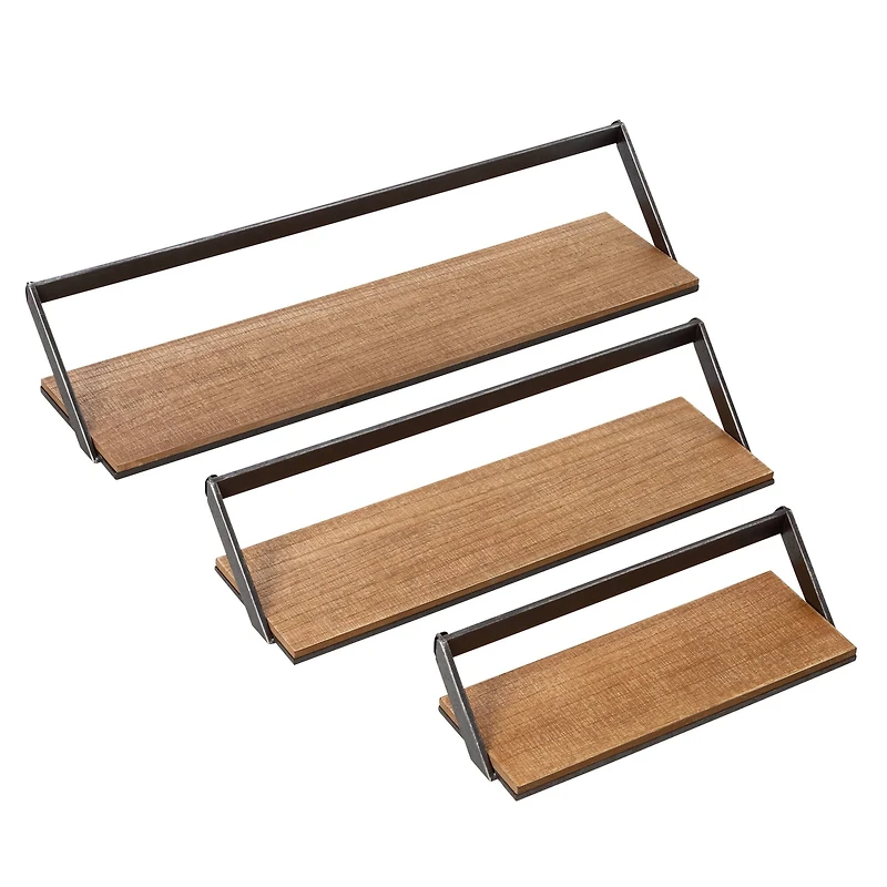 Honey Can Do Floating Decorative Metal & Wood Wall Shelves, 3ct.
