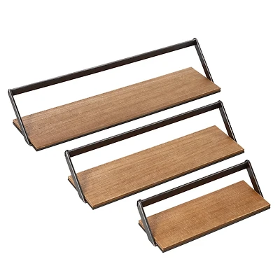 Honey Can Do Floating Decorative Metal & Wood Wall Shelves, 3ct.