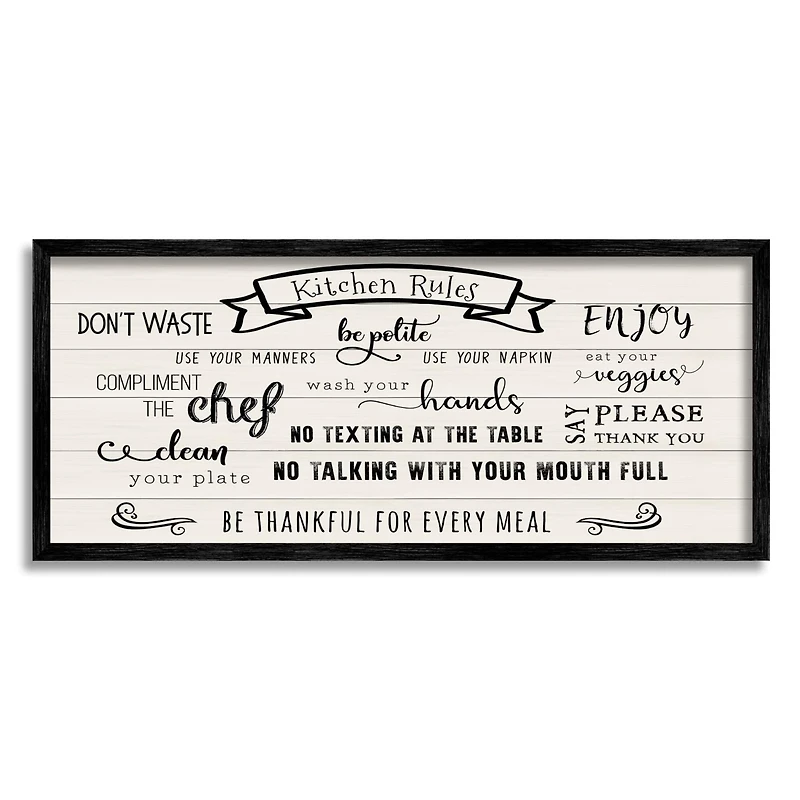 Stupell Industries Kitchen Rules List Family Happiness Motivational Phrases Framed Wall Art
