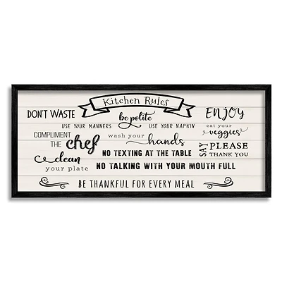 Stupell Industries Kitchen Rules List Family Happiness Motivational Phrases Framed Wall Art