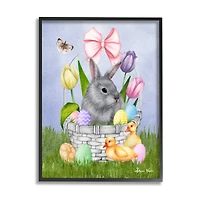Stupell Industries Pastel Bunny Rabbit Basket Easter Egg Baby Chicks Framed Giclee Art
