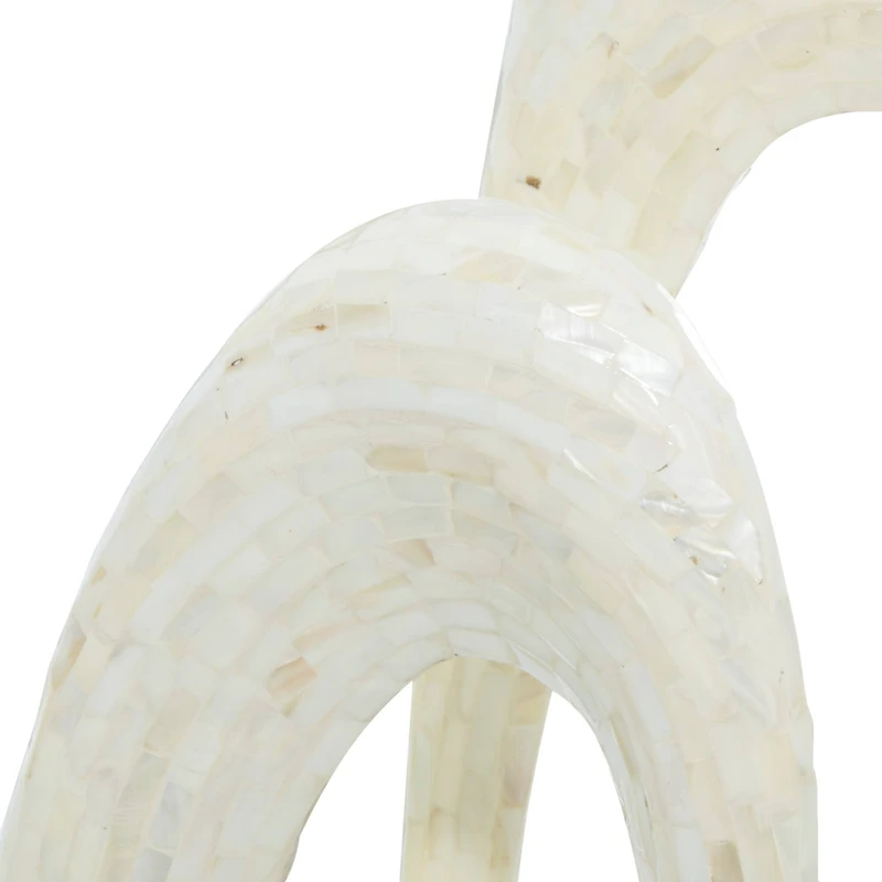 30" White Polystone Abstract Sculpture