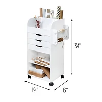 Honey Can Do 3-Drawer White Rolling Craft Cart with Drawers & Slotted Compartments