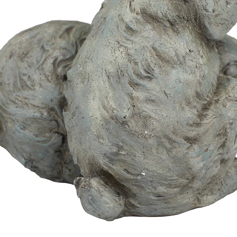 11" Gray Farmhouse Rabbits Garden Sculpture