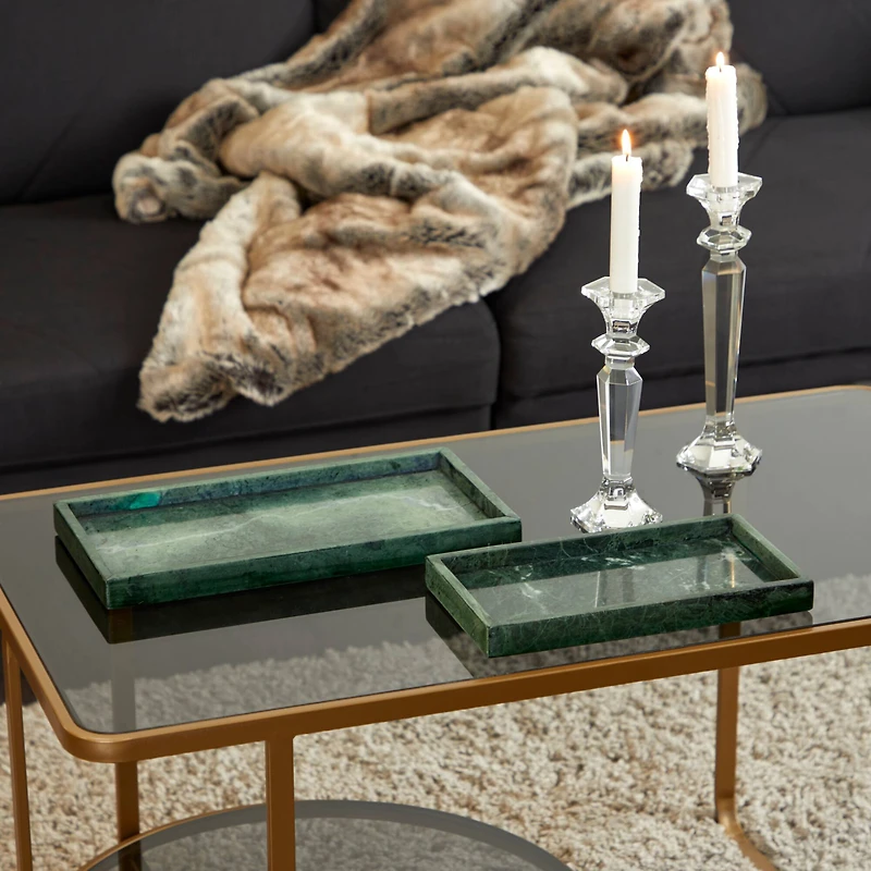 CosmoLiving by Cosmopolitan Green Marble Tray Set