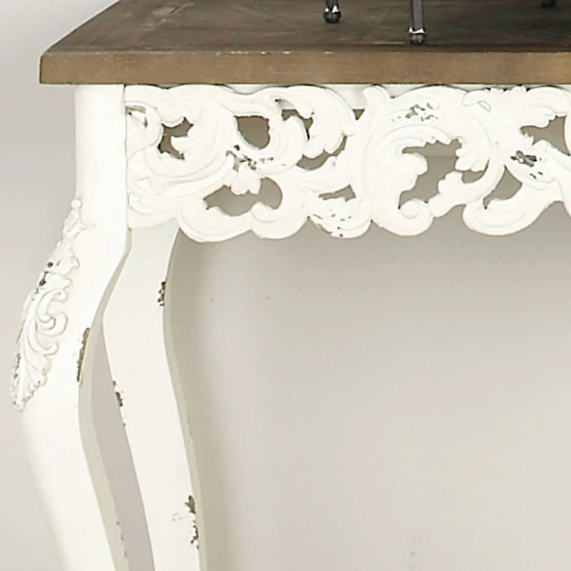 White Farmhouse Wood Console Table, 30" x 46"