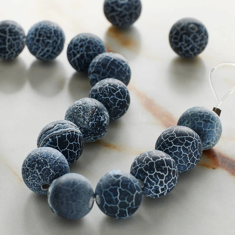 12 Pack: Gray Crackle Agate Round Beads, 10mm by Bead Landing™