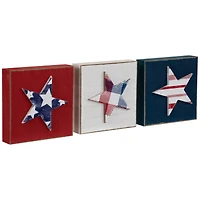 4.25" Stars & Stripes Americana Wooden Plaque Set