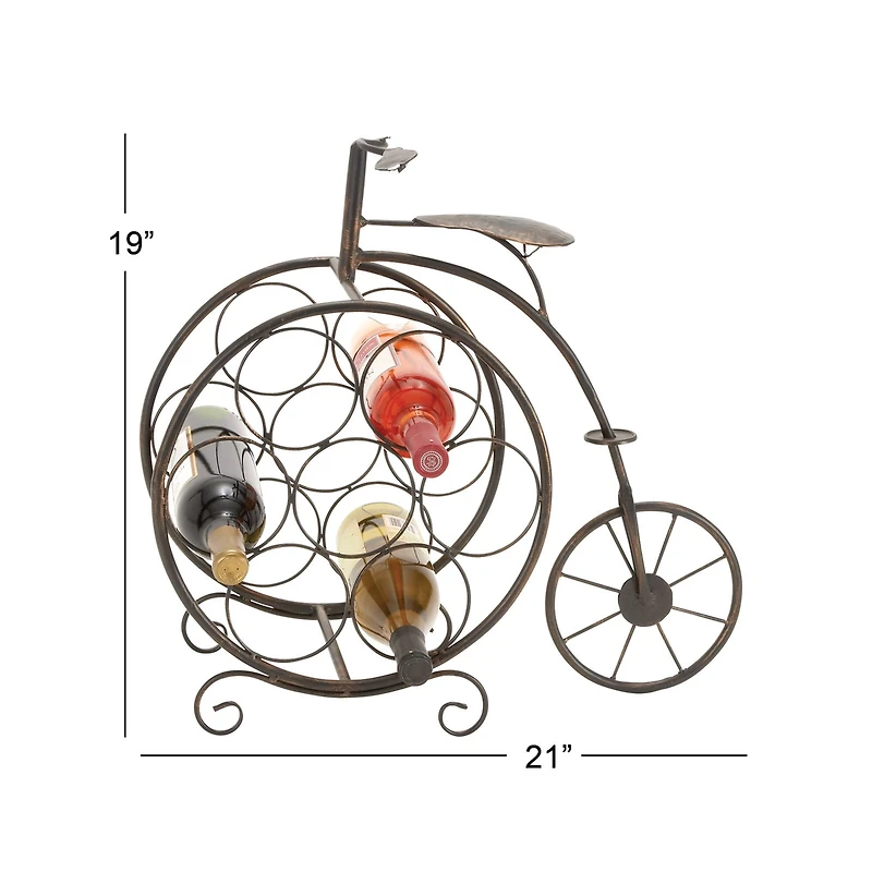 21"  Rustic Brass Bicycle Wine Holder Rack
