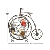 21"  Rustic Brass Bicycle Wine Holder Rack