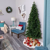 7ft. Pre-Lit Grand Teton Spruce Flat Back Artificial Christmas Tree, Clear LED Lights