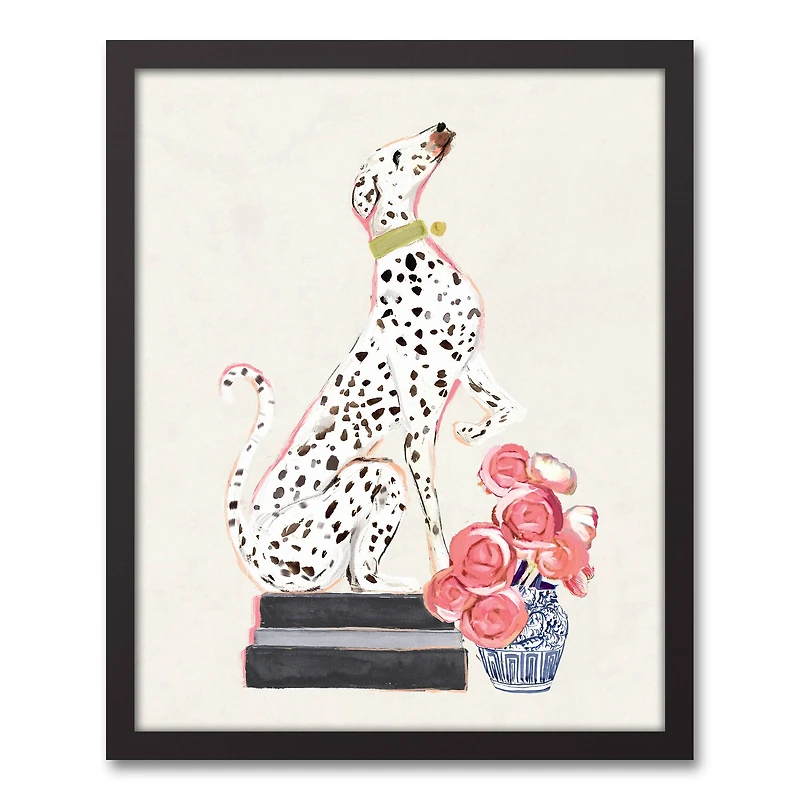 Dalmatian on Books 16" x 20" Black Framed Canvas - Set of 2