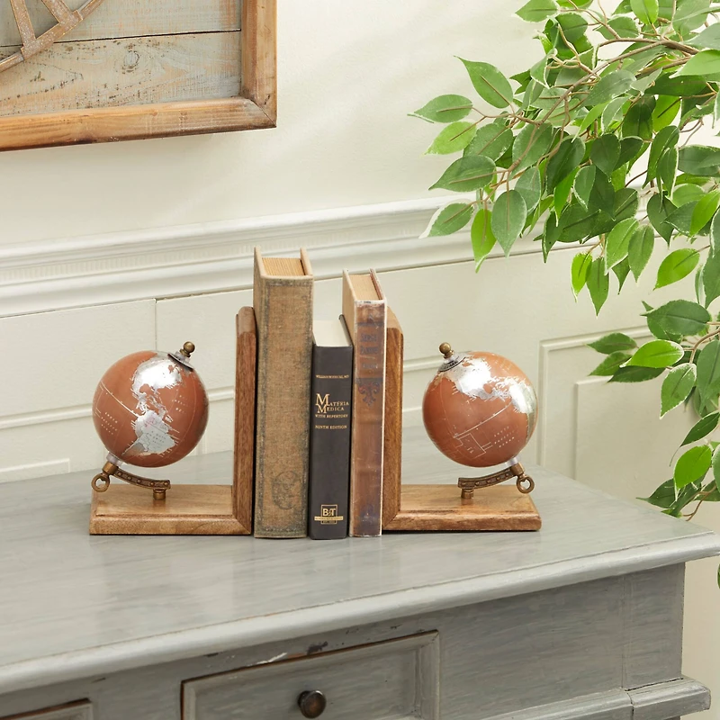 7.5" Copper Wood Traditional Bookends