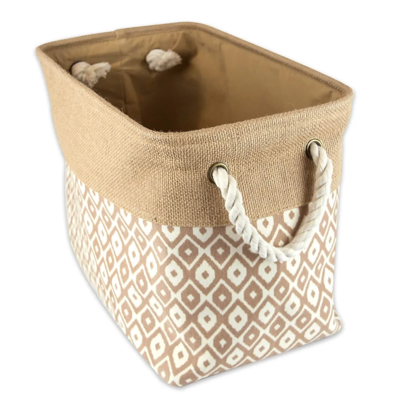 DII® 15" Brown Ikat Rectangle Burlap Bin